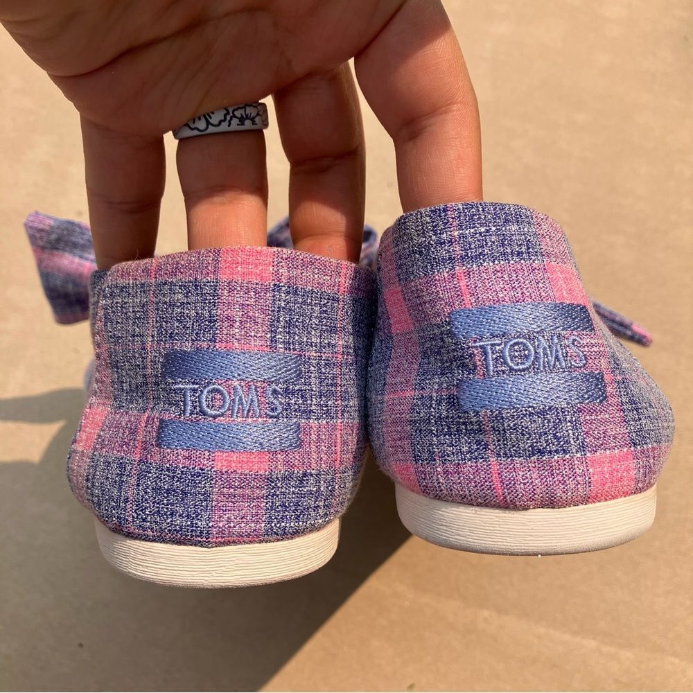 TOMS Alpargata Bow Pink Blue Multi Checkered Plaid Item: 10016220 size 9 - Picture 5 of 5
